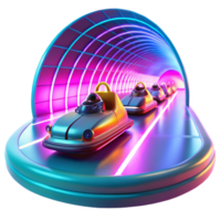 dramatic vintage serene artistic A futuristic racing scene with hovercrafts speeding through a neon-lit tunnel. Motion blur and vibrant colors convey a sense of high-speed action.... png