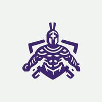 Shield and Sword Linear Spartan Collection Logo Design vector