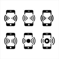 Mobile Vibration and Sound Icons. Smartphone Notification and Alert Symbols vector