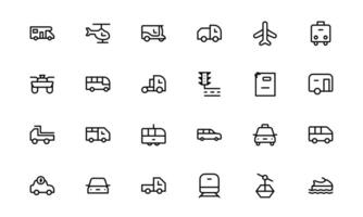 Comprehensive Transport Icon collection. Editable, Minimalist Line Icons for Shipping, Logistics, Public Transport, and Travel Projects. vector