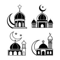 Set of icons featuring landmarks and architectural symbols from various cultures and regions vector