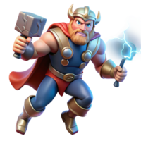 impressive creative A Powerful Thor Wielding Mjolnir Summoni detailed png