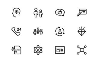 Modern Teamwork Icons pack. Professional and Minimalist Vectors for Collaboration, Team Building, and Office Projects in Outline