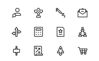 Modern Teamwork Icon Set pack up. Professional and Minimalist Vectors for Collaboration, Team Building, and Office Projects in Outline
