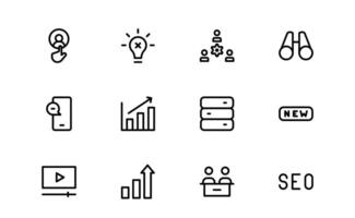 Modern Teamwork Icons pack up. Professional and Minimalist Vectors for Collaboration, Team Building, and Office Projects in Outline Style.