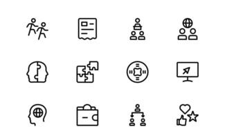 Modern Teamwork Icons collection. Professional and Minimalist Vectors for Collaboration, Team Building, and Office Projects in Outline