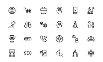 Modern Teamwork Icons Set. Professional and Minimalist Vectors for Collaboration, Team Building, and Office Projects in Outline Style.