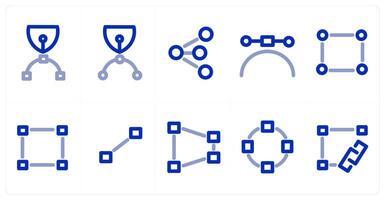 A set of 10 micro icons as bezier tool, curves vector