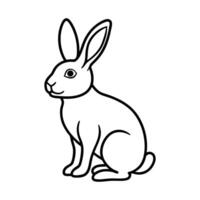 Minimalist Black and White Outline of Rabbit Icon for Nature, Wildlife, and Animals High-Quality vector