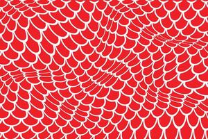 optical illusion fish scale pattern with distorted wavy Effect creating a dynamic visual design simple abstract white color creative fish scales wavy distort pattern on red color background vector