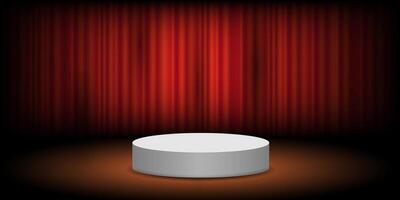 Red abstract studio with stand,3d style vector