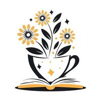 Simple Line Drawing Elegant Teacup and Saucer with Delicate Pattern vector