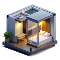 elegant traditional Micro-housing, compact design, multi-functional spaces, bright light, minimalist style authentic png
