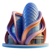 dramatic classic A Parametrically designed building with flowing curves and intricate patterns, vibrant, dynamic lighting, futuristic style premium png