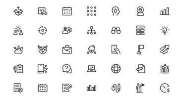 Pixel Perfect Tech and Development Symbols Set. Minimal, Icons for Professionals vector