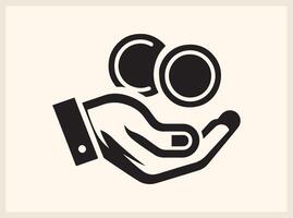 Iconic Hand Holding Coin for Financial and Business Graphics vector
