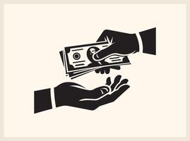 Unique Hands Exchanging Money for Digital Payment Concepts vector
