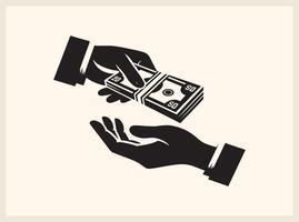 Simple Hands Exchanging Money for Trade and Transaction Designs vector