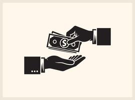 Powerful Hands Exchanging Money for Wealth and Success Themes vector