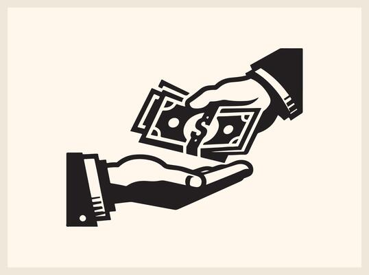 Artistic Hands Exchanging Money for Economic Transactions
