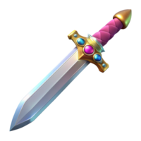 beautiful minimalist A gleaming longsword, hilt encrusted with jewels premium png