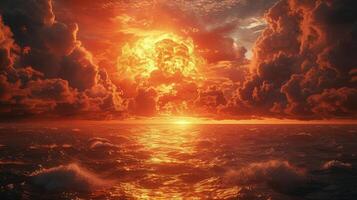 The fiery wrath of atomic energy consuming the endless ocean expanse photo