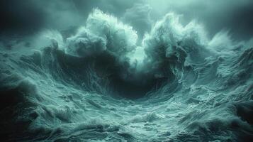 A tempestuous scene of devastation as a nuclear blast rocks the sea photo