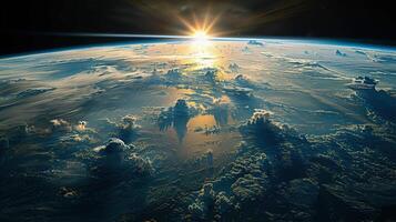 Earth's breathtaking panorama viewed from the infinite expanse of space photo