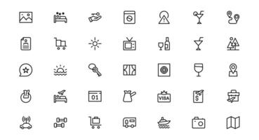 Travel Booking with Icon set Designs for Reservations, Flights, and Travel Plans. Perfect for Websites, Apps, and User Interfaces in the Travel Industry. vector