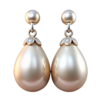 impressive energetic vintage Pair of pearl drop earrings with diamonaccents, glossy finish, studio lighting, front view, isolateon transparent background,high-resolution product photography 4K png