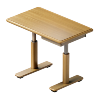 beautiful whimsical tropical Standing desk, adjustable height, woograin finish, minimalist design, studio lighting, isolateon transparent background,high-resolution product photography fine detail png