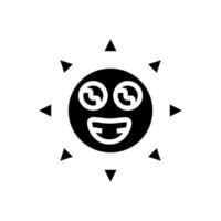 smiling cute sun character glyph icon illustration vector