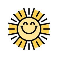 happy rays cute sun character color icon illustration vector