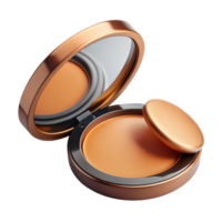 energetic extraordinary A compact powder foundation, open to reveal the pressepowder anmirror, beige tone, soft lighting, isolateon transparent background,high-resolution product photography precision png