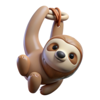 splendid organic Sloth, three-toed, hanging upside down, with Transparent Background high quality png