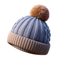 serene renaissance Knittewool beanie with a pompom on top, textureknit pattern, studio lighting, front view, isolateon transparent background,high-resolution product photography high quality png