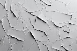 Textured White Cracked Wall Surface with Broken Plaster and Abstract Geometric Patterns for Background photo