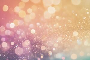 Blurred Abstract Bokeh Lights in Pastel Shades with Glitter Texture on Soft Gradient Background photo