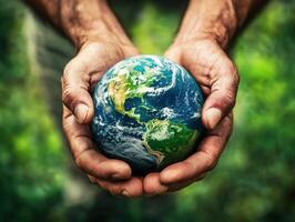 Protecting the Earth in mindful hands of nature enthusiasts photo