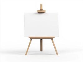 Blank canvas on wooden easel photo