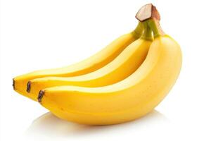Fresh yellow bananas arranged on a bright background photo