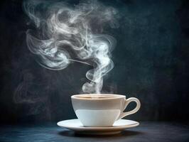 Enjoying a steaming cup of coffee in a cozy setting photo