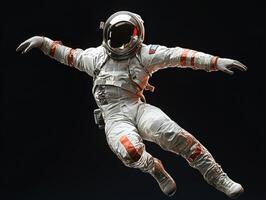 Astronaut floating in space during a mission in low gravity photo