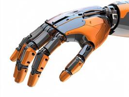 Advanced robotic hand showcasing intricate design and technology photo