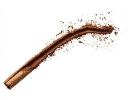Cinnamon stick with powdered cinnamon creating a beautiful swirl photo
