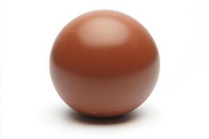 Brown sphere display on white background showcases smooth texture photo