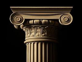 Detailed view of a classical Corinthian column with intricate designs photo