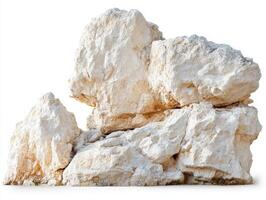 Natural white limestone rock formation with rough texture photo
