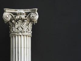 Detailed view of a historic column showcasing intricate designs photo