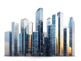 Modern skyscrapers create a stunning skyline in a vibrant city photo
